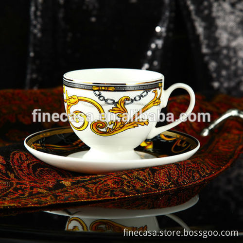 210CC Luxury Fine Bone China Gold Plated Arabic Tea Cup set of Knight